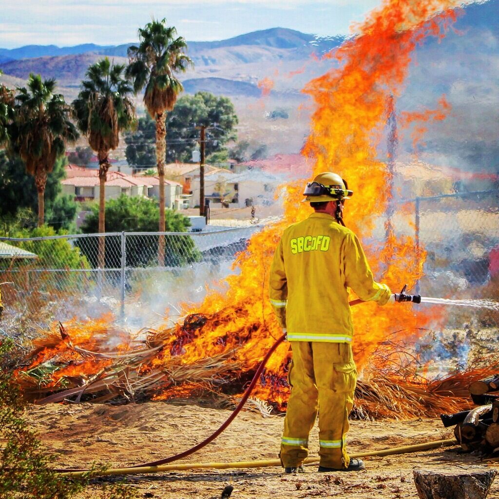 firefighter putting out a fire