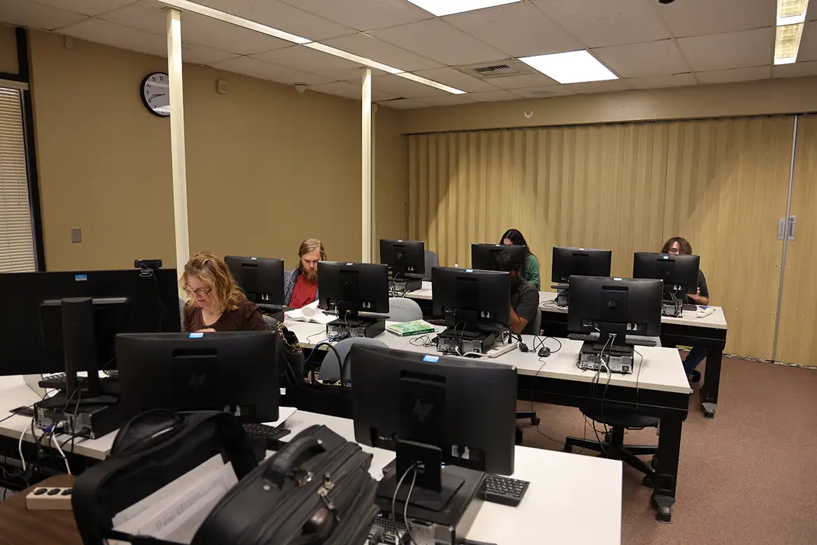 students sitting at their desks during lecture