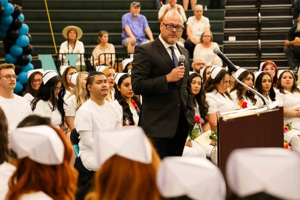 President Otten giving a speech at the 2023 commencement ceremony