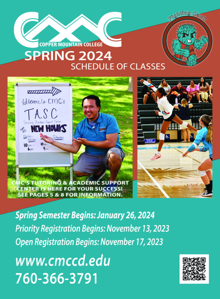 copper mountain college spring 2024 schedule of classes poster