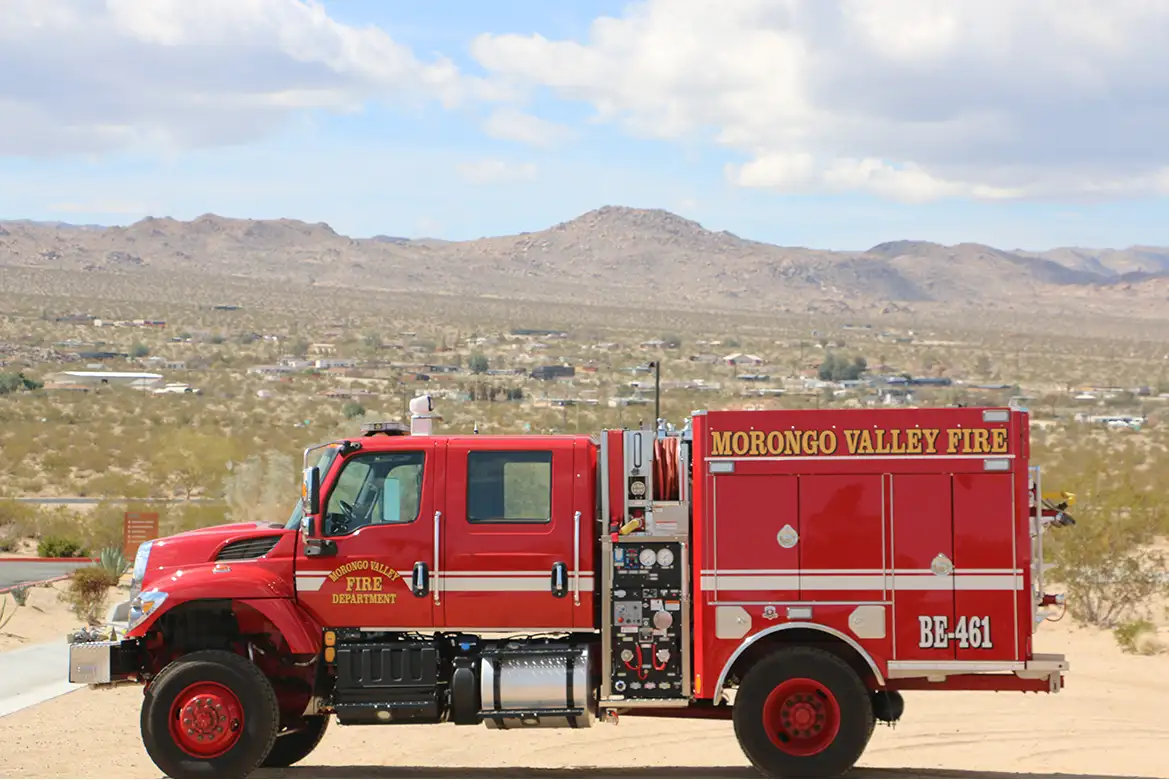 side view of the Morongo Valley fire truck