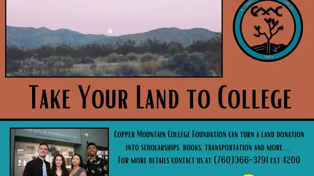 flyer for CMC students who are interested in donating their land to the college Foundation in turn for scholarships, books and more