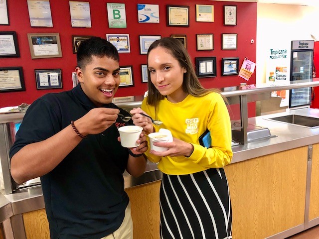 Students enjoying a meal