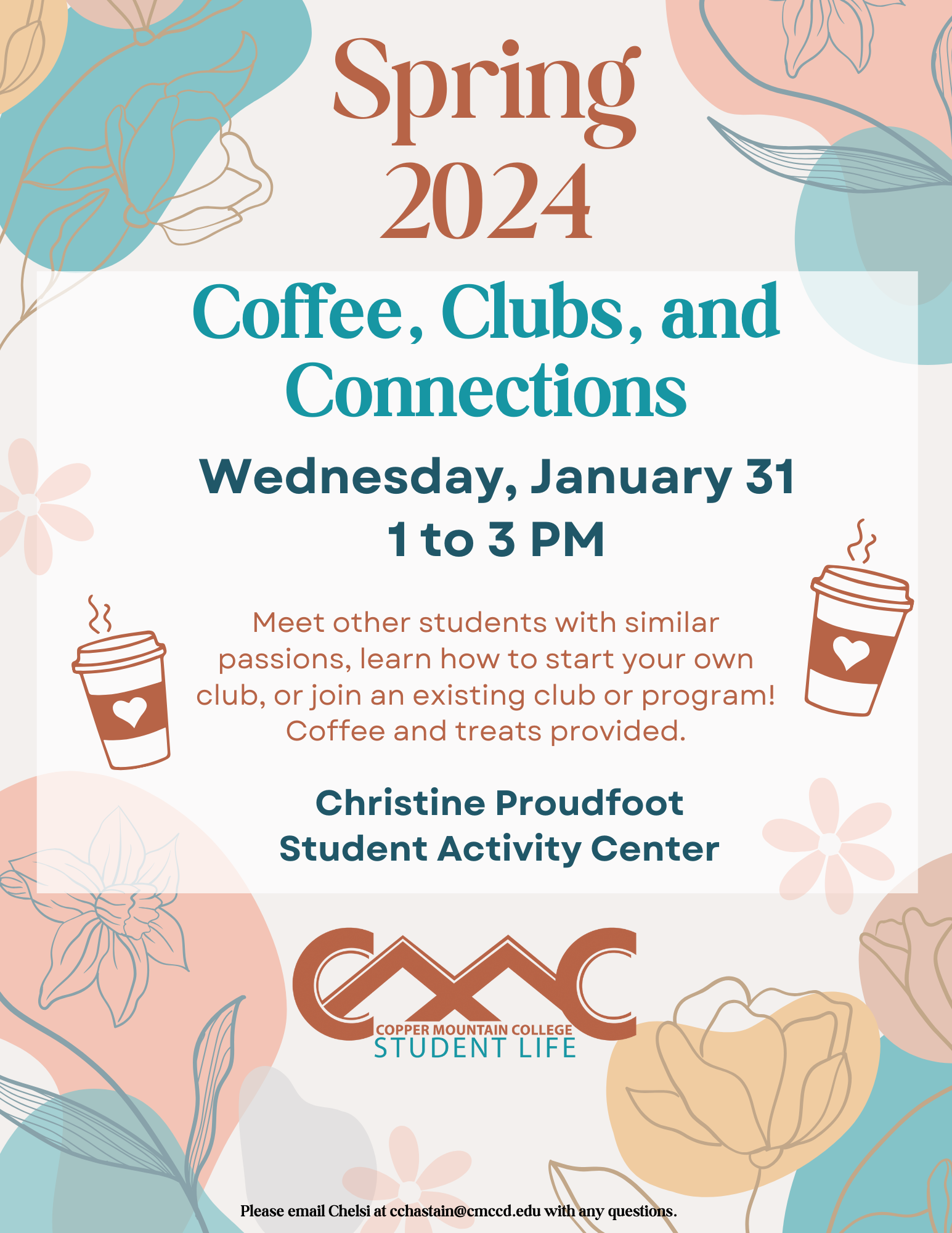 Join us for Coffee, Clubs and Connections on Wednesday, January 31st 1 to 3 PM