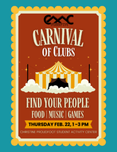Club Carnival will take place from 1 to 3 on Thursday, February 22nd