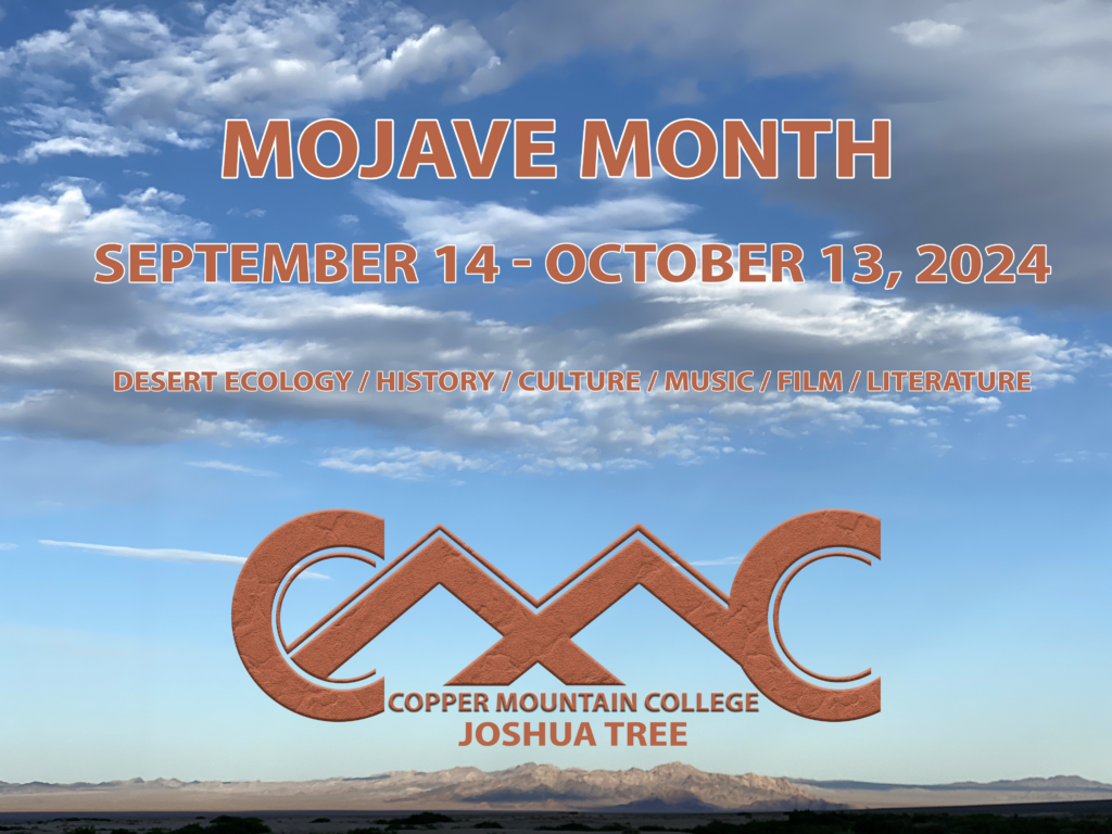 Promotional flyer for Mojave Month at CMC, September 14 - October 13, 2024.