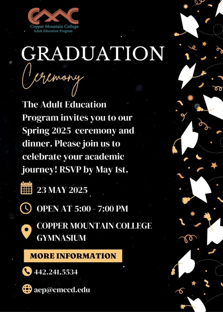 Adult Education Graduation flyer for 2025