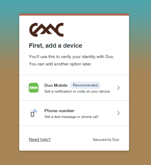 Choose device type in DUO