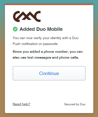 DUO app added successfully