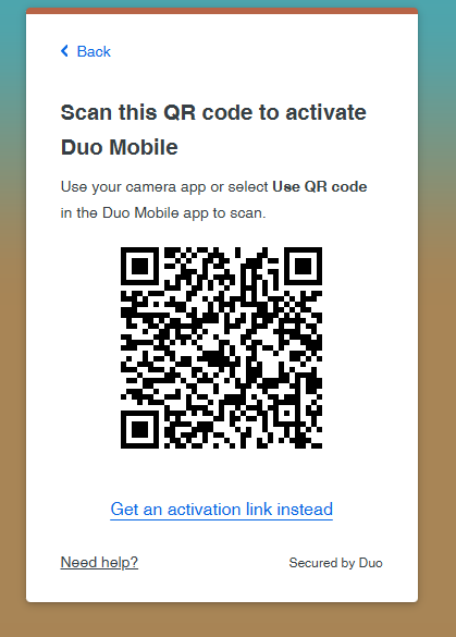 Scan QR code with DUO app