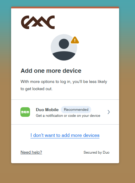 Skip DUO app setup option
