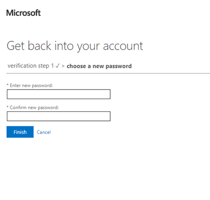 Enter code and new password