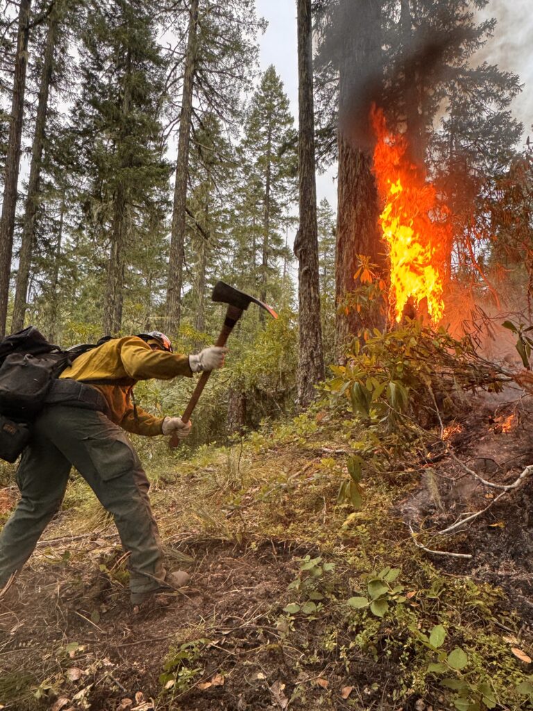 Wildland firefighter on the fire lines in Oregon