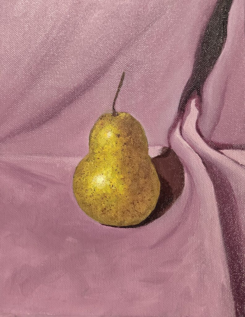 Abygail Bigos, Yellow Object Study, oil paint on canvas, created in Introduction to Painting